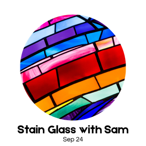 Stained Glass with Sam circular class artwork